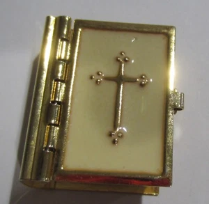 Libro Evangelio en miniatura vintage según Mateo blanco y dorado - Imagen 1 de 6