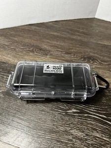 PELICAN 1030 Micro Case Series Clear/Black w/Carabiner Waterproof - Picture 1 of 8