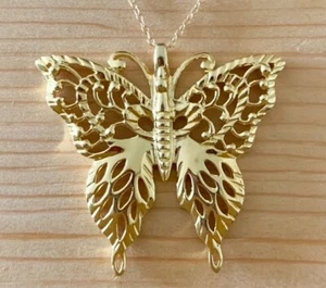 GORGEOUS 18K GOLD VERMEIL BUTTERFLY PENDANT NECKLACE - Picture 1 of 1