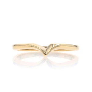 Yellow Gold Enhancer Wedding Band - 14k Wishbone Guard Ring - Picture 1 of 9