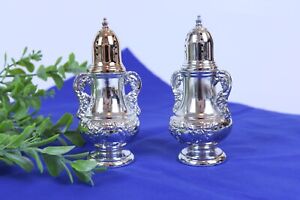 Vintage Towle EP Silver Plated 4" Tall Heavy Salt & Pepper Shakers 