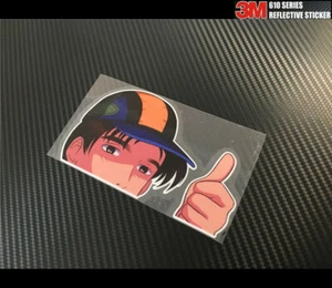 Reflective Takumi Fujiwara thumbs up Peeking Initial D AE86 Sticker #I03 - Picture 1 of 2