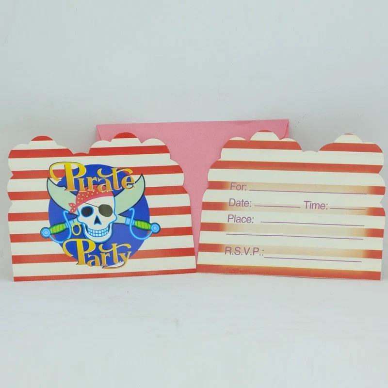 Invitaciones de fiesta de cumpleaños pirata calavera niños con sobres 6 piezas niños envío gratuito Foto 1 de 1