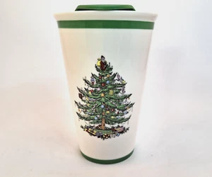 Taza de viaje Spode Christmas Tree 5 3/8" con tapa de plástico verde - Imagen 1 de 11