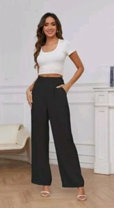 FUNYYZO Women Suit Pants Wide Leg Pants High Elastic Waisted In The Back XL - Picture 1 of 9