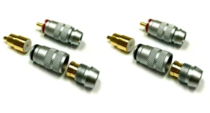 4pcs RCA Male Plug Gold Plated Audio Metal Adapter Connector Pro Hi-Fi Home Car - Picture 1 of 4