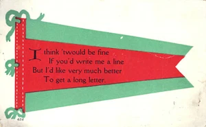 Postal banderín Write Soon Friendship 1913 de LaGrange Indiana - Imagen 1 de 2