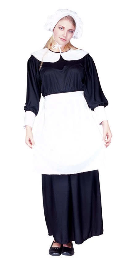 ADULT PILGRIM LADY COLONIAL PRAIRIE PURITAN PIONEER AMISH WOMENS COSTUME BLACK - Image 1 of 1