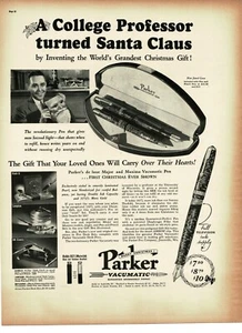 1937 Parker Vacumatic Fountain Pen Vintage Print Ad Man with Santa Claus Mask - Picture 1 of 1