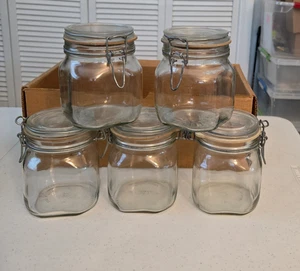 5 Bormioli Rocco Fido 3/4 Liter Latch Swing Top Glass Canning Jars Made in Italy - Picture 1 of 3