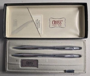 New Cross 3501 Chrome Ball Pen & Mechanical Pencil Boxed Set Lustrous Chrome - Picture 1 of 6