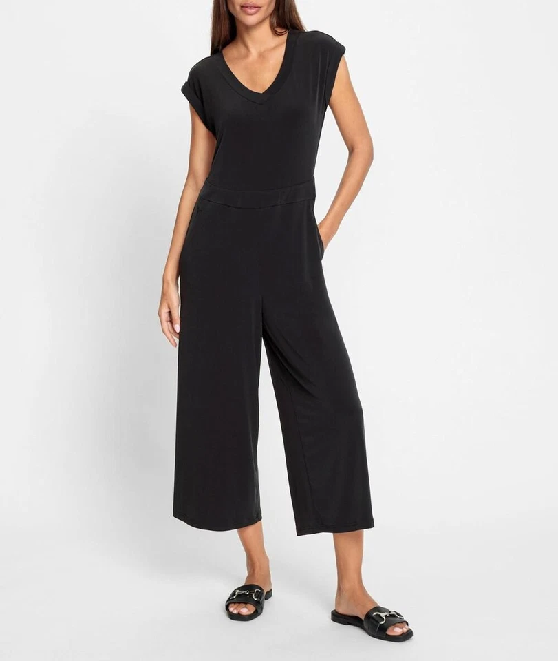 Mode von Heine Damen Jumpsuit Overall V-Ausschnitt Kurzarm schwarz Gr. 38 NEU - Bild 1 von 4