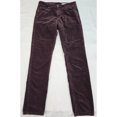 AG Adriano Goldschmied Stevie 高腰踝灯芯绒 27R 美国制造梅 27x28 — 第 1/4 张图片