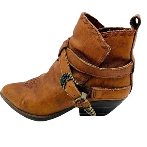 Botines de cuero marrón zodiaco vintage Western Carlsbad para mujer 8,5 M desgastados - Imagen 1 de 10