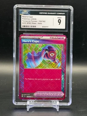CGC 9 Mint Hero's Cape Temporal Forces ACE SPEC Rare Holo  Pokemon 152/162 - Image 1 of 2