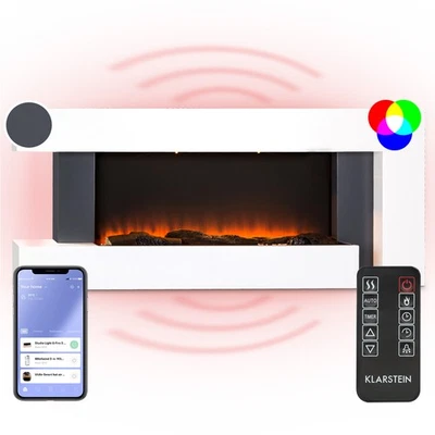 KLARSTEIN Chimenea Inteligente 1000/2000W Control WiFi Chimenea Eléctrica Chimenea Eléctrica Blanco