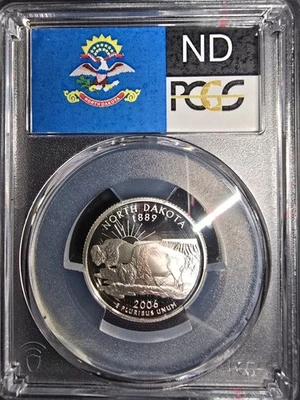 2006-S 25C Silver North Dakota Quarter PCGS PR70DCAM (Flag Label) - Image 1 of 2