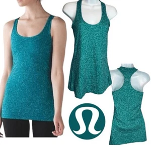 Camiseta sin mangas Lululemon con estampado verde azulado pequeña azul verde - Imagen 1 de 3