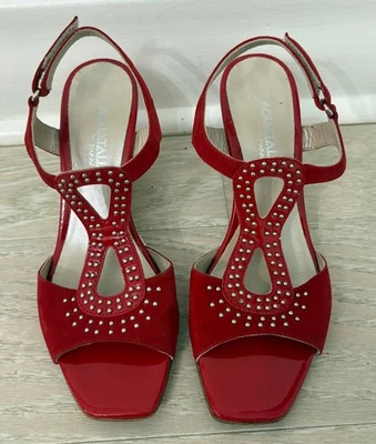 AQUATALIA Punta Abierta Rojo Gamuza Charol Paja Punta abierta Cuñas - Talla 7 Foto 1 de 4