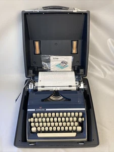 Rare Cubic Elite Adler J5 Navy Blue Working Typewriter Case Manual Vintage - Picture 1 of 17