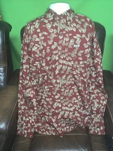 Vintage Mens Ralph Lauren CHAPS Gold Leaf Pattern Shirt Size XXL Burgundy - Picture 1 of 10
