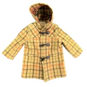 DAKS Plaid Pea Coat Jacket Youth Girls Full Button Pockets - See Measurements - Picture 1 of 6