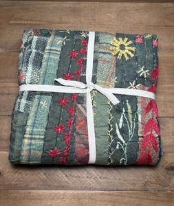Falsa acolchada reversible artesanal Pottery Barn Winter Dreams ~ Euro - Imagen 1 de 12