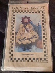 Patrón de muñeca arte popular primitivo cabeza flor mina abeja Country Harvest Please raro - Imagen 1 de 2