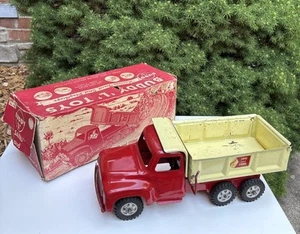 Vintage 50s Pressed Steel Buddy L Sand And Stone Dump Truck W Original Box 5502 - Picture 1 of 24