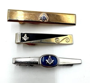 Vintage Freemason Masonic Tie Bar Clip Clasp Anson Hickok - LOT OF 3 Clips - Picture 1 of 4