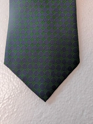 Gravata masculina Barney's New York azul verde geométrica trabalho de escritório designer Preppy  - Imagem 1 de 4