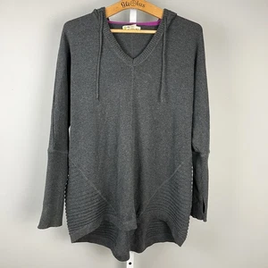 Dakini Gray Hoodie Tunic Sweater Womens 1X Cotton Blend Hooded Pullover - Picture 1 of 6