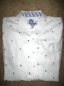 Mens White wNavy Spots ROBERT GRAHAM Long Sleeve Shirt XL - Picture 1 of 2