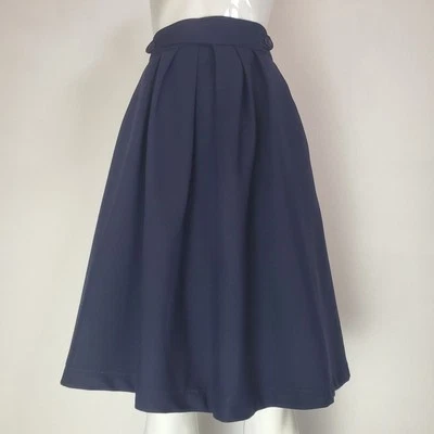Bobbie Brooks Vintage 1960s 1970s Navy Blue Pleated Wrap Skirt Wool Size 0 Twee - Image 1 of 4