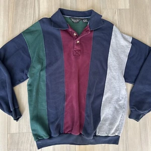 Vintage Christian Dior Monsieur Men's Large Quarter Button Collared Sweatshirt - Picture 1 of 7