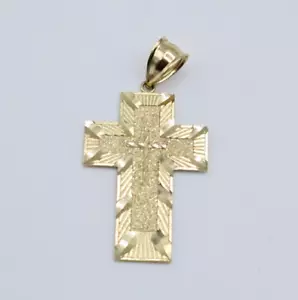 10K Gelbgold* Kreuz mit dem Padre Nuestro Diamantschliff Anhänger/Charm - Bild 1 von 7