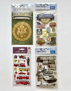 Set of 4 Paper House & Sticko Military WWII Fire Department Scrapbook Stickers - Picture 1 of 6