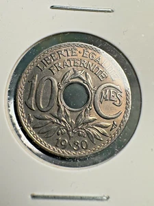 1930 10 TEN CENTIMES FRANCE BU UNCIRCULATED! GREAT LUSTER! - Picture 1 of 2