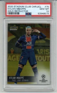 2020 TOPPS STADIUM CLUB CHROME UCL GOLD REFRACTOR #75 KYLIAN MBAPPE PSA 10 POP 9 - Picture 1 of 2