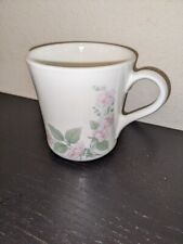 (1) Vintage Corelle VERANDA Coffee Mug Cup Tea Pink Flowers Green Leaves 3 1/2"