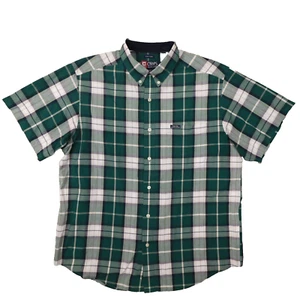 Chaps Ralph Lauren Vintage Green Plaid Short Sleeve Button Up Shirt size Large - Picture 1 of 7