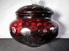Fantastic  Colorful Bohemian  Cut To Clear  Cranberry  Candy Dish  With Lid