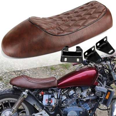 Motorcycle Cafe Racer Seat Vintage Hump Saddle For Harley Honda Suzuki Universal - Image 1 of 4