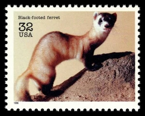 10 estampillas postales de animales en peligro de extinción de hurón 1996 32c sin usar como nuevas - Imagen 1 de 2