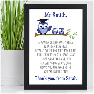 BEECREATIVE GIFTS Best Teacher Gifts - Thank You Gift for Teachers - Teacher Owl Poem Presents
