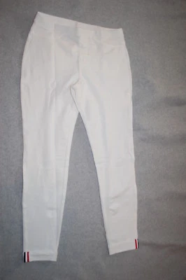 Womens Leggings WHITE TWILL CAPRI JEGGINGS Rear Pkts RED BLUE ACCENT Size M L XL - Image 1 of 3