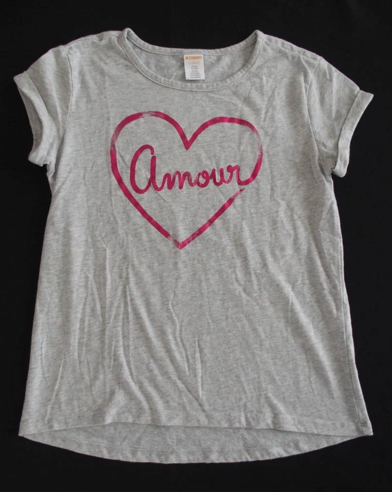Camisa Gymboree 10 12 Grande Niñas Amore Corazón Amor Usada en Excelente Condición Francesa L Gris Manga Corta Foto 1 de 3