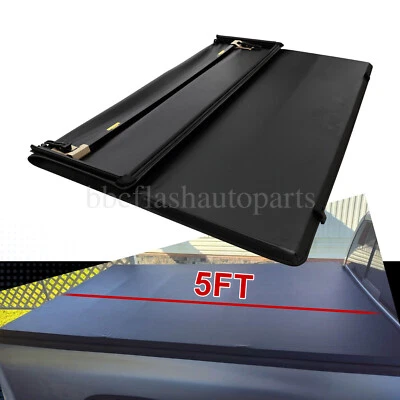 5ft Short Truck Bed 3 Fold Soft Tonneau Cover For 2005-2025 Nissan Frontier Foto 1 de 4