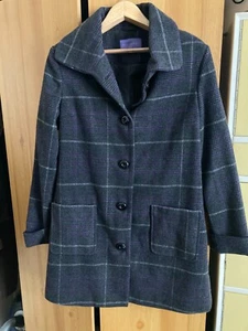Autonomy Ladies Coat UK 12 Grey Check Wool Blend - Picture 1 of 7