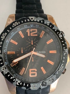MEN’S WATCH UNLISTED BRAND BY KENNETH COLE RUBBER BAND LARGE FACE WITH ROSE GOLD - Picture 1 of 12